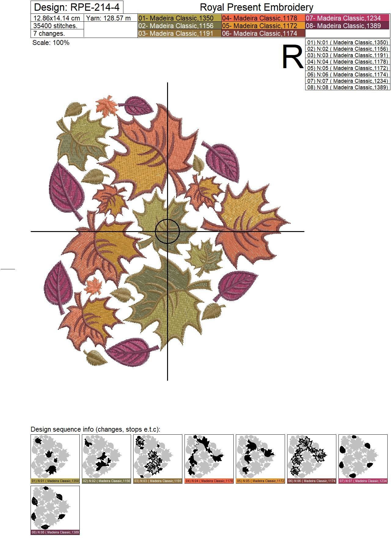 Machine Embroidery Design Autumn heart - 4 sizes