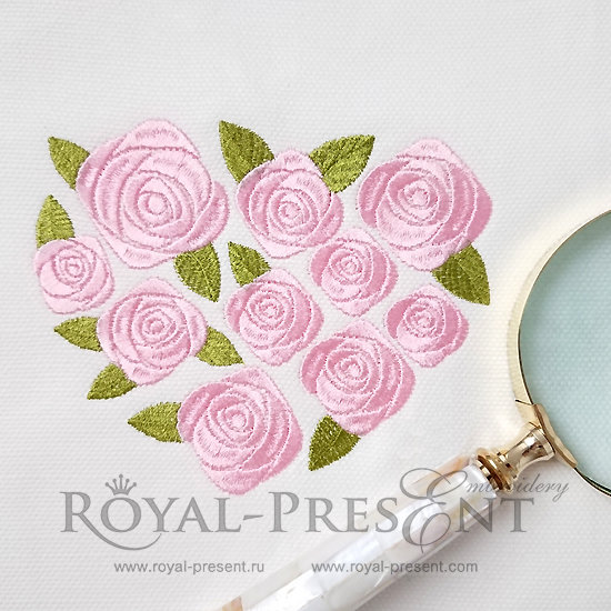 Machine Embroidery Design Heart of roses - 3 sizes FRP-010