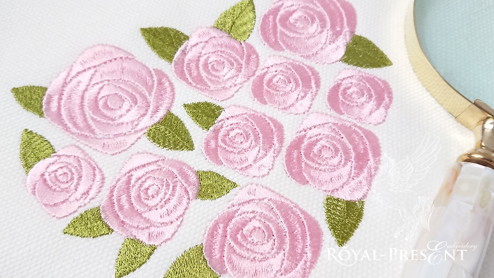 Machine Embroidery Design Heart of roses - 3 sizes