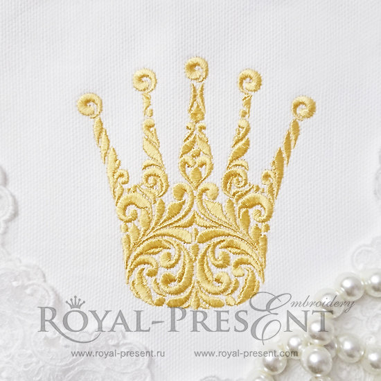 Machine Embroidery Design Ornate Crown - 4 sizes RPE-404