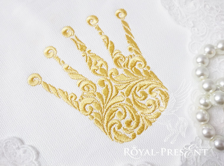 Machine Embroidery Design Ornate Crown - 4 sizes