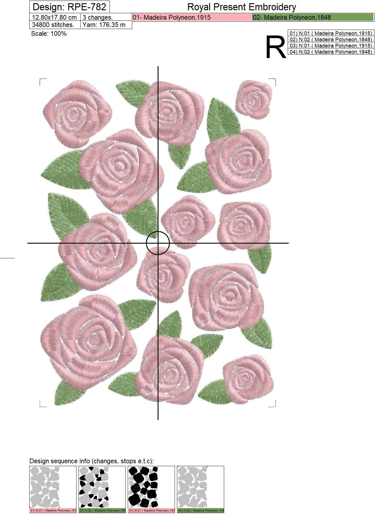 Border Machine Embroidery Design Roses
