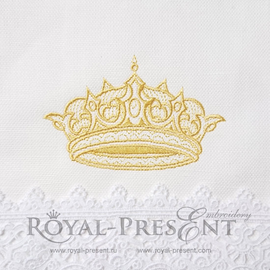Gold Royal Crown embroidery design - 3 sizes RPE-1167