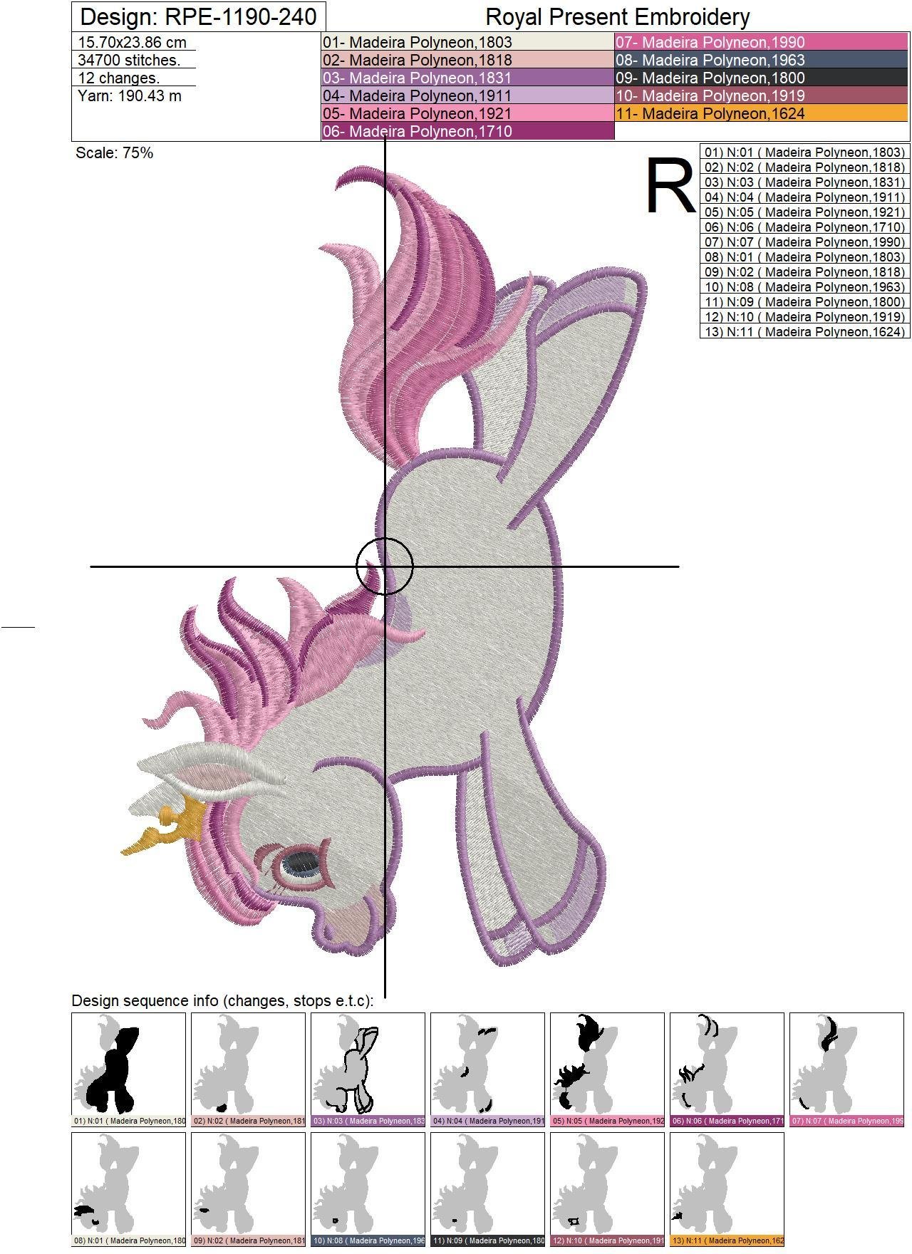 Machine Embroidery Design Magic Pony - 7 sizes