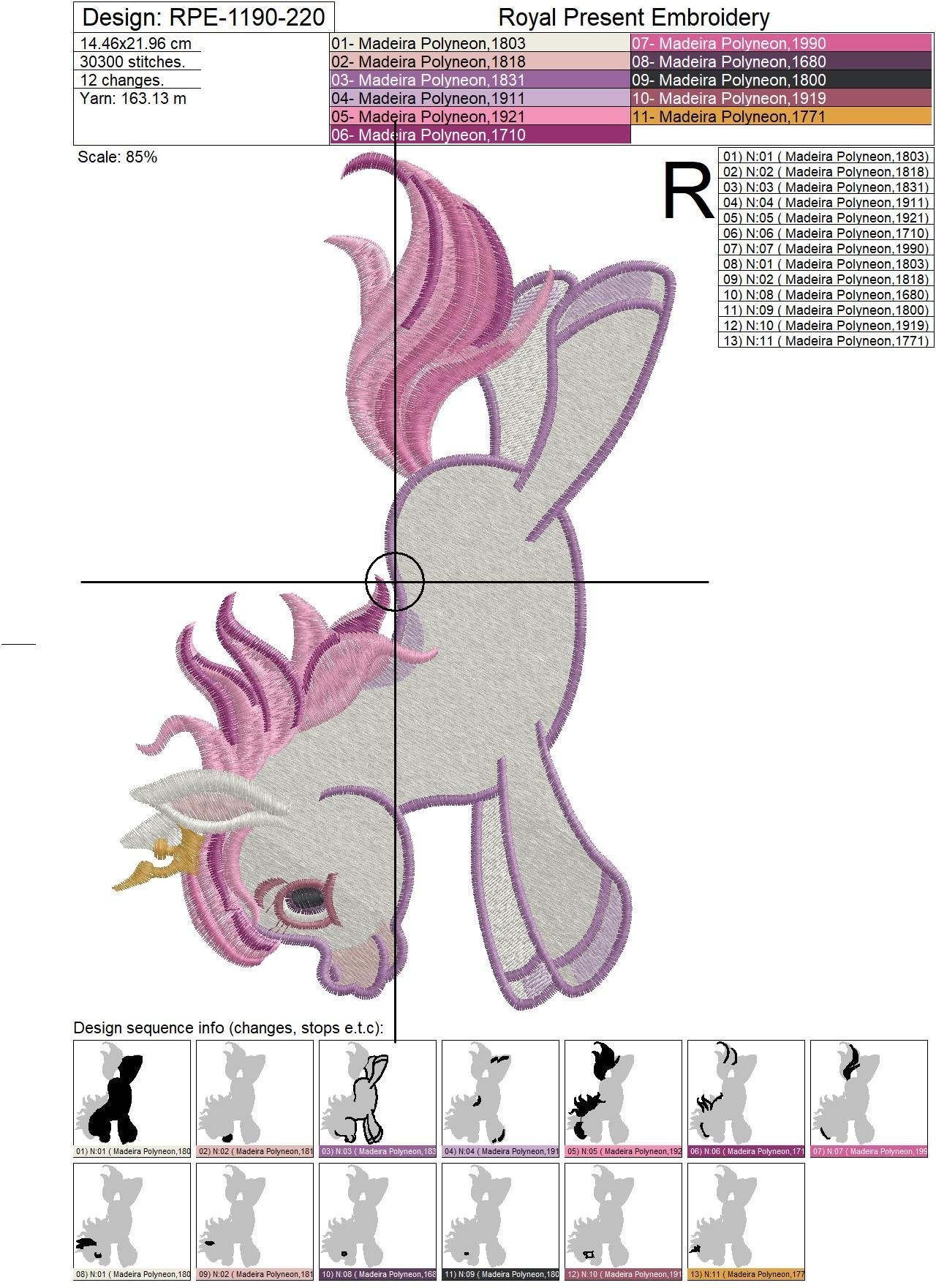 Machine Embroidery Design Magic Pony - 7 sizes