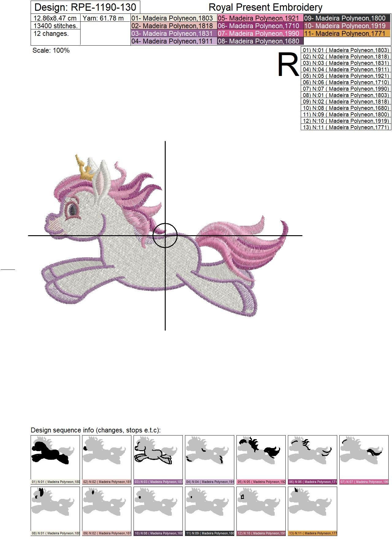 Machine Embroidery Design Magic Pony - 7 sizes