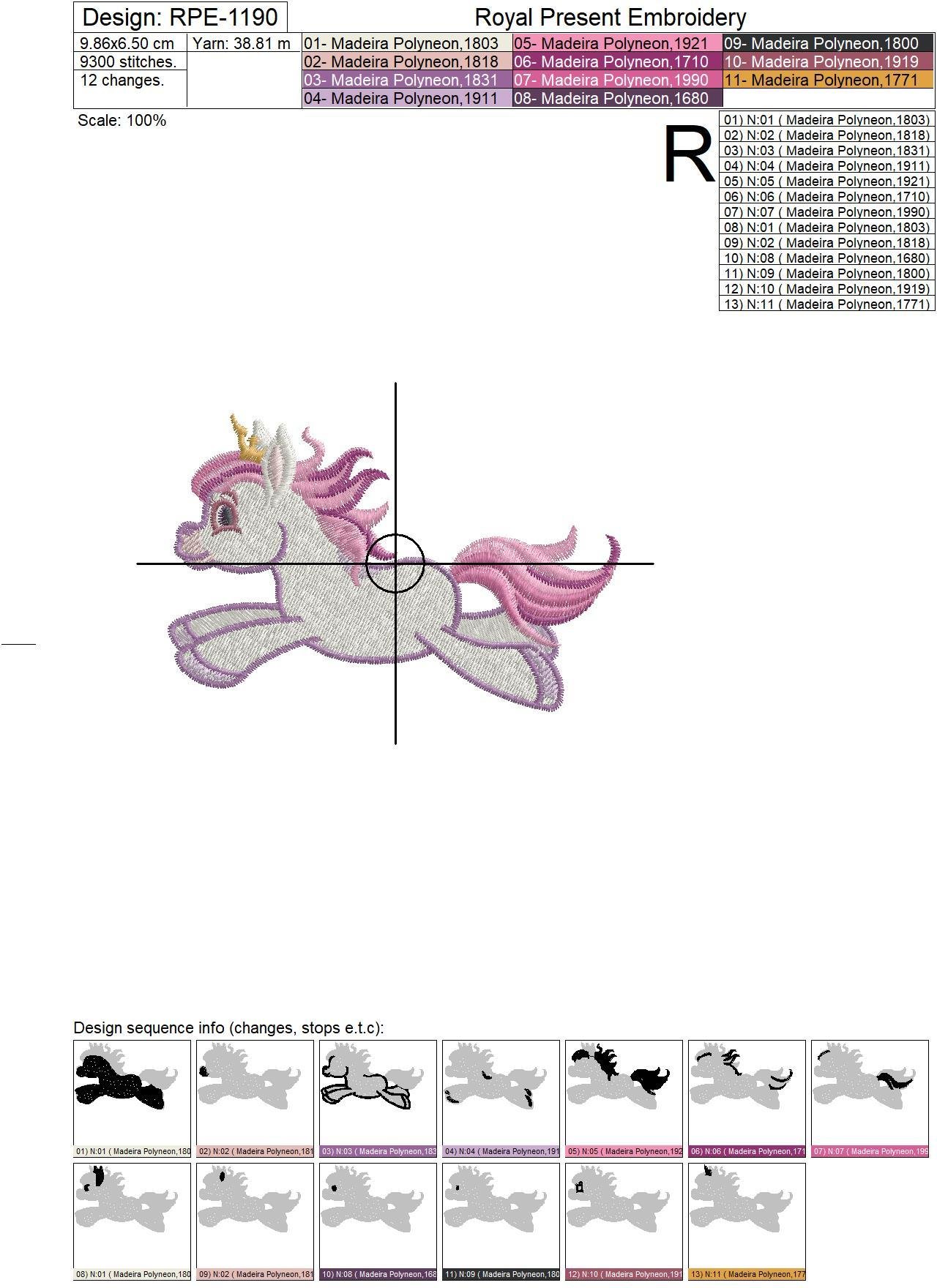 Machine Embroidery Design Magic Pony - 7 sizes