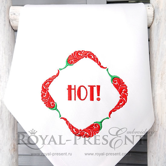Machine embroidery design Chilli Pepper frame - 6 sizes RPE-1194