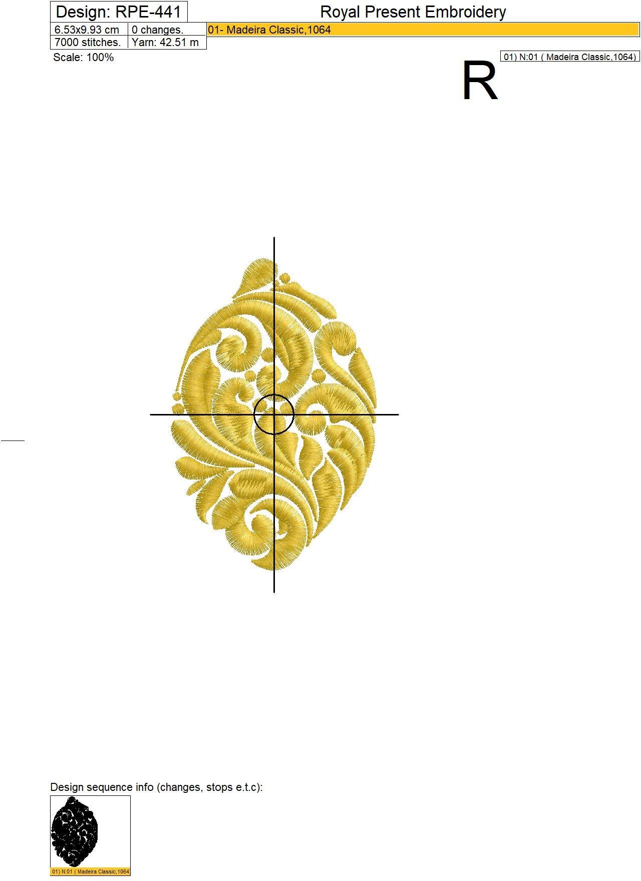 Ornate Machine Embroidery Design Lemon