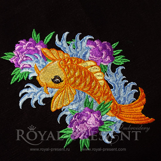 Machine Embroidery Design Tattoo Koi Fish - 4 sizes RPE-099