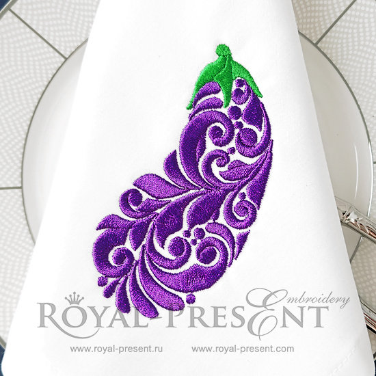 Eggplant Free Machine embroidery design - 3 sizes RPE-1195