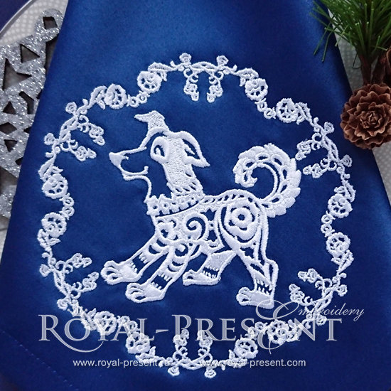 Chinese Zodiac Sign Machine Embroidery Design Dog - 5 sizes RPE-1203