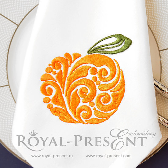 Ornate Orange machine embroidery design RPE-1204