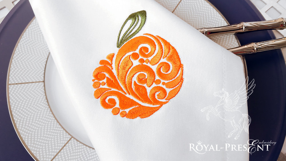 Ornate Orange machine embroidery design