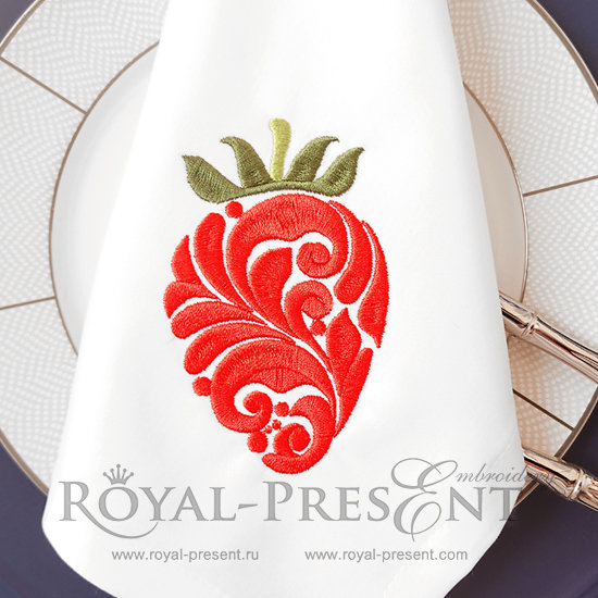 Ornate Strawberry machine embroidery design RPE-1200