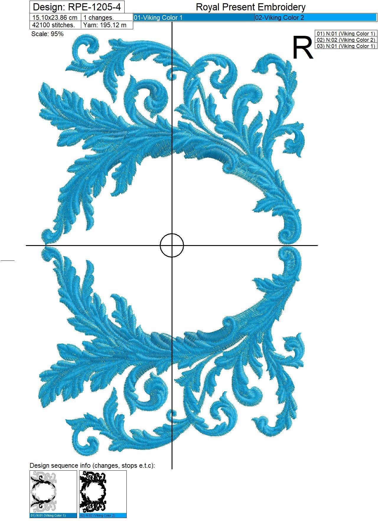Baroque Blank Monogram Machine Embroidery Design - 6 sizes