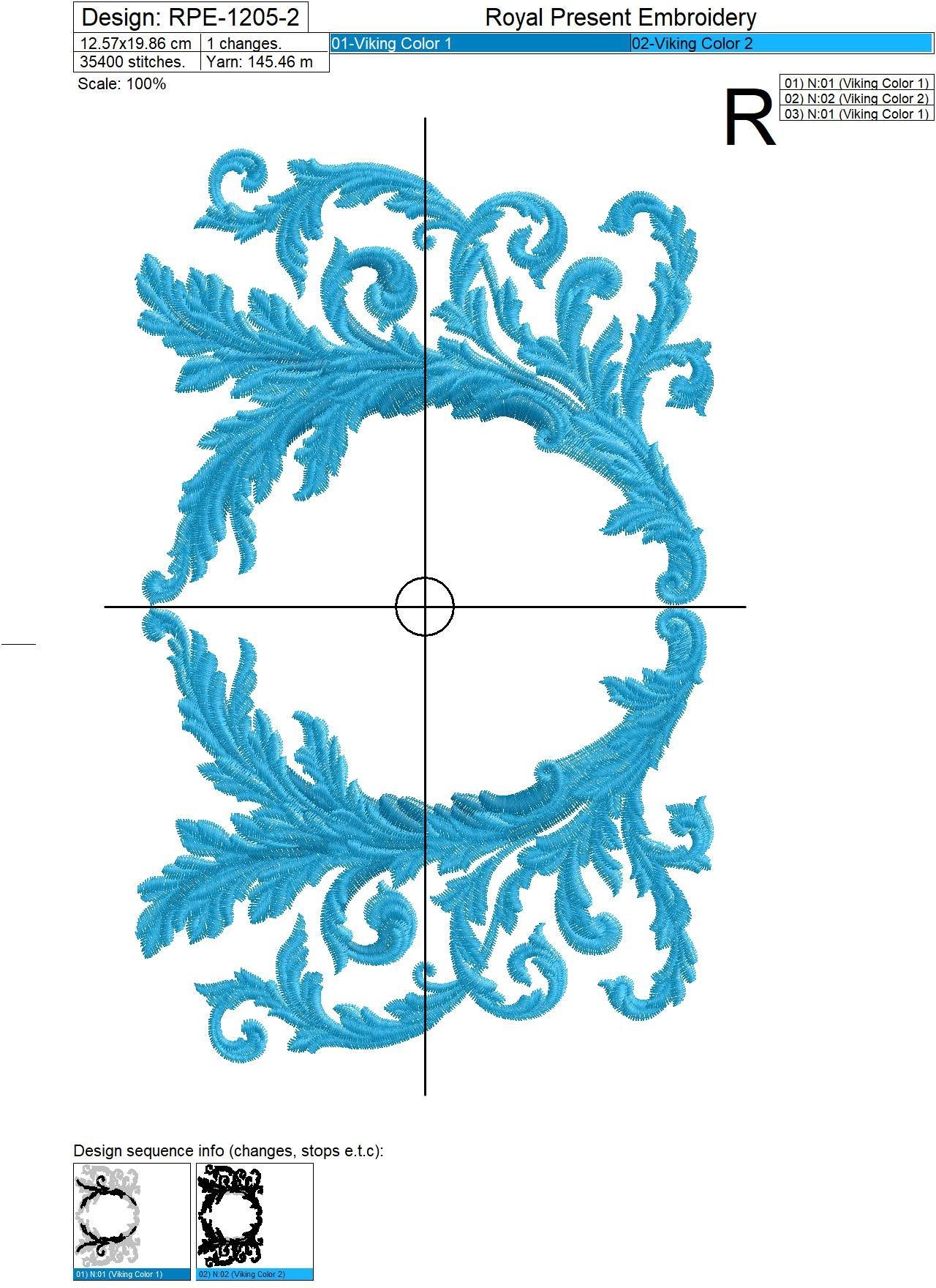 Baroque Blank Monogram Machine Embroidery Design - 6 sizes