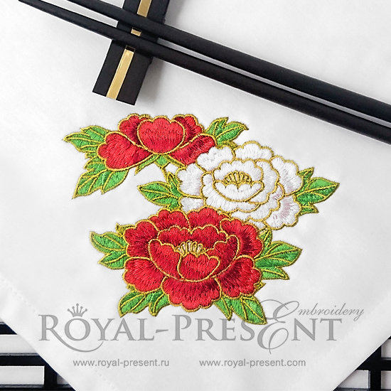 Peonies Machine Embroidery Design - 3 sizes RPE-1207