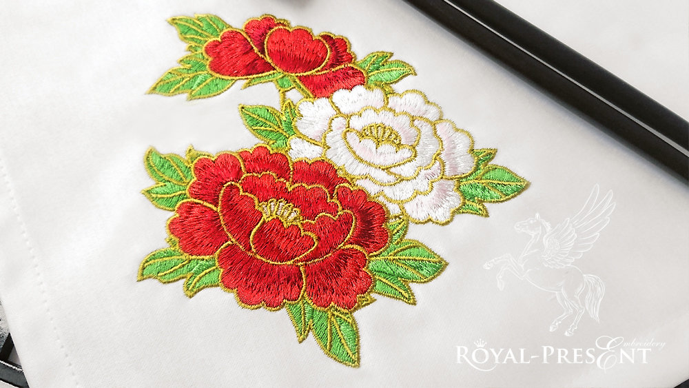 Peonies Machine Embroidery Design