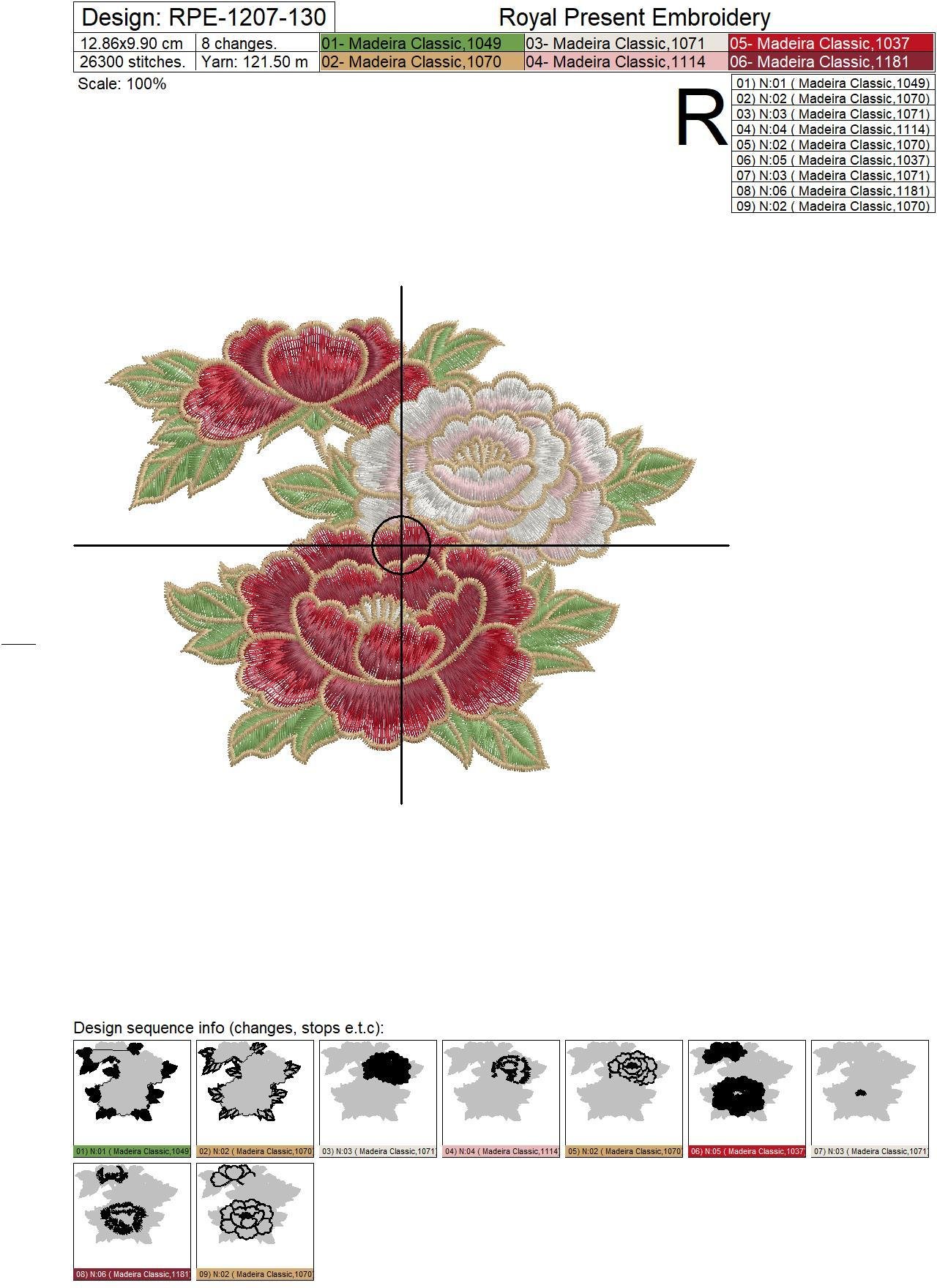 Peonies Machine Embroidery Design