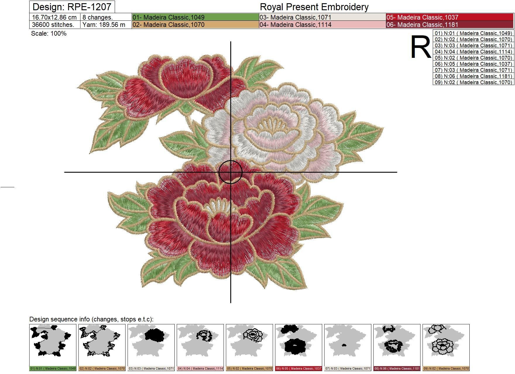 Peonies Machine Embroidery Design
