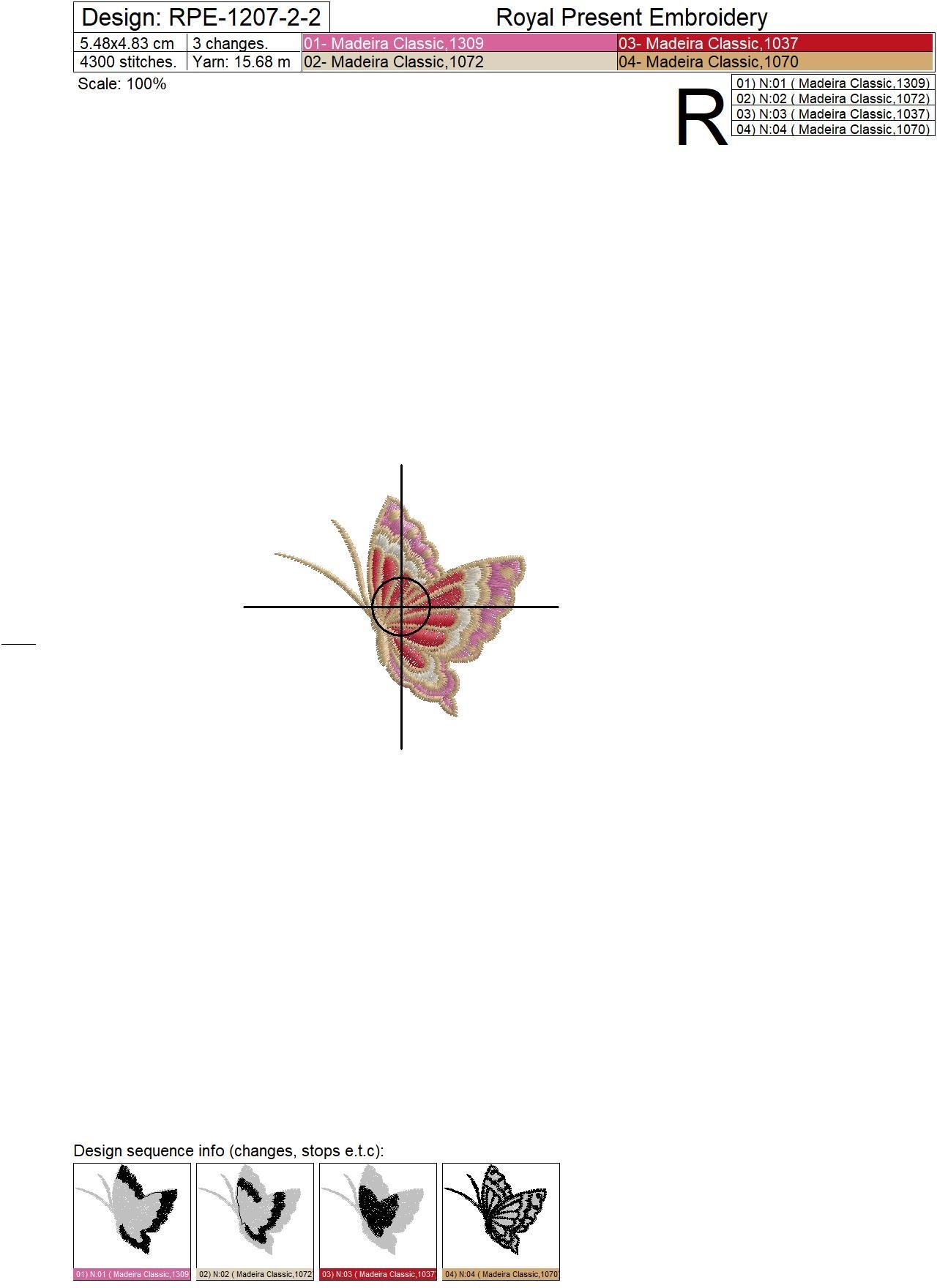 Machine Embroidery Design Elegant Butterfly - 2 sizes