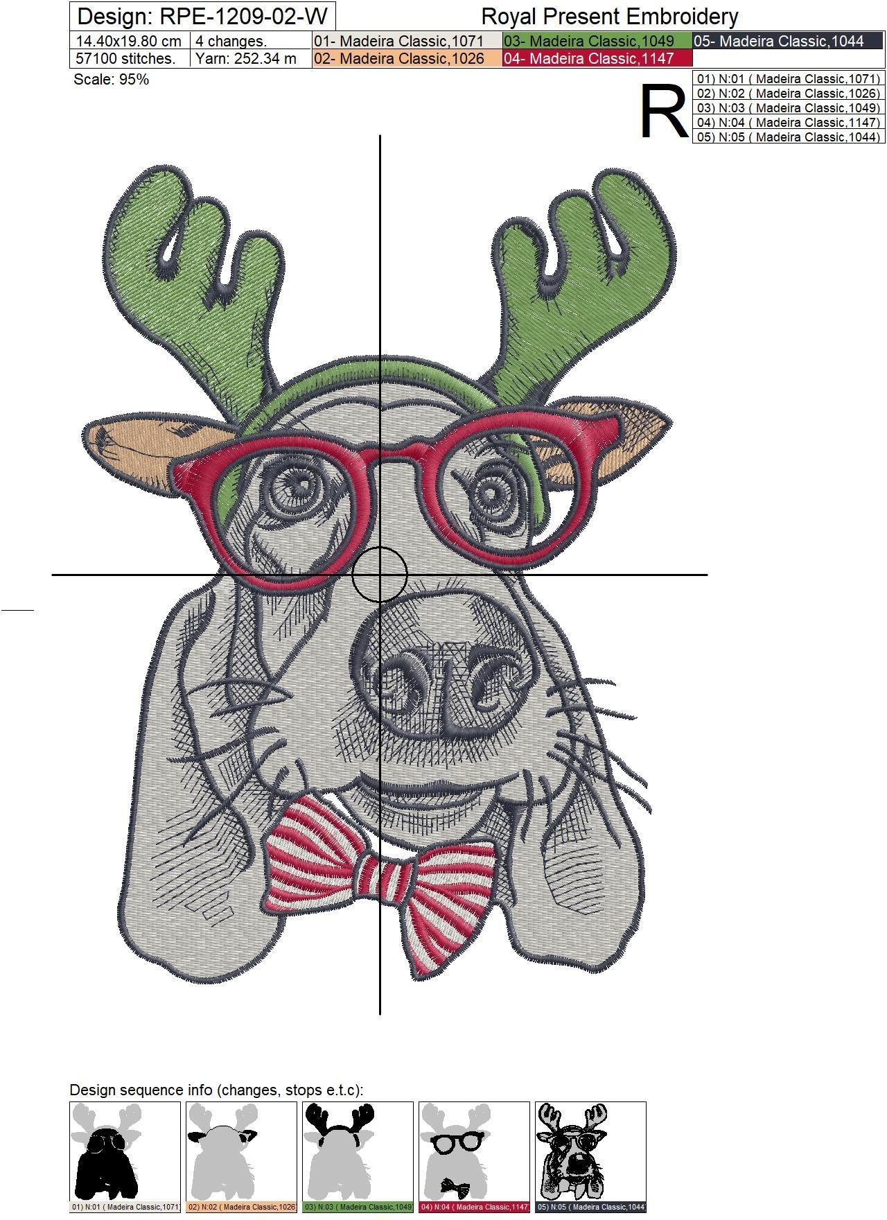 Christmas Machine Embroidery Design Dog - 2 sizes