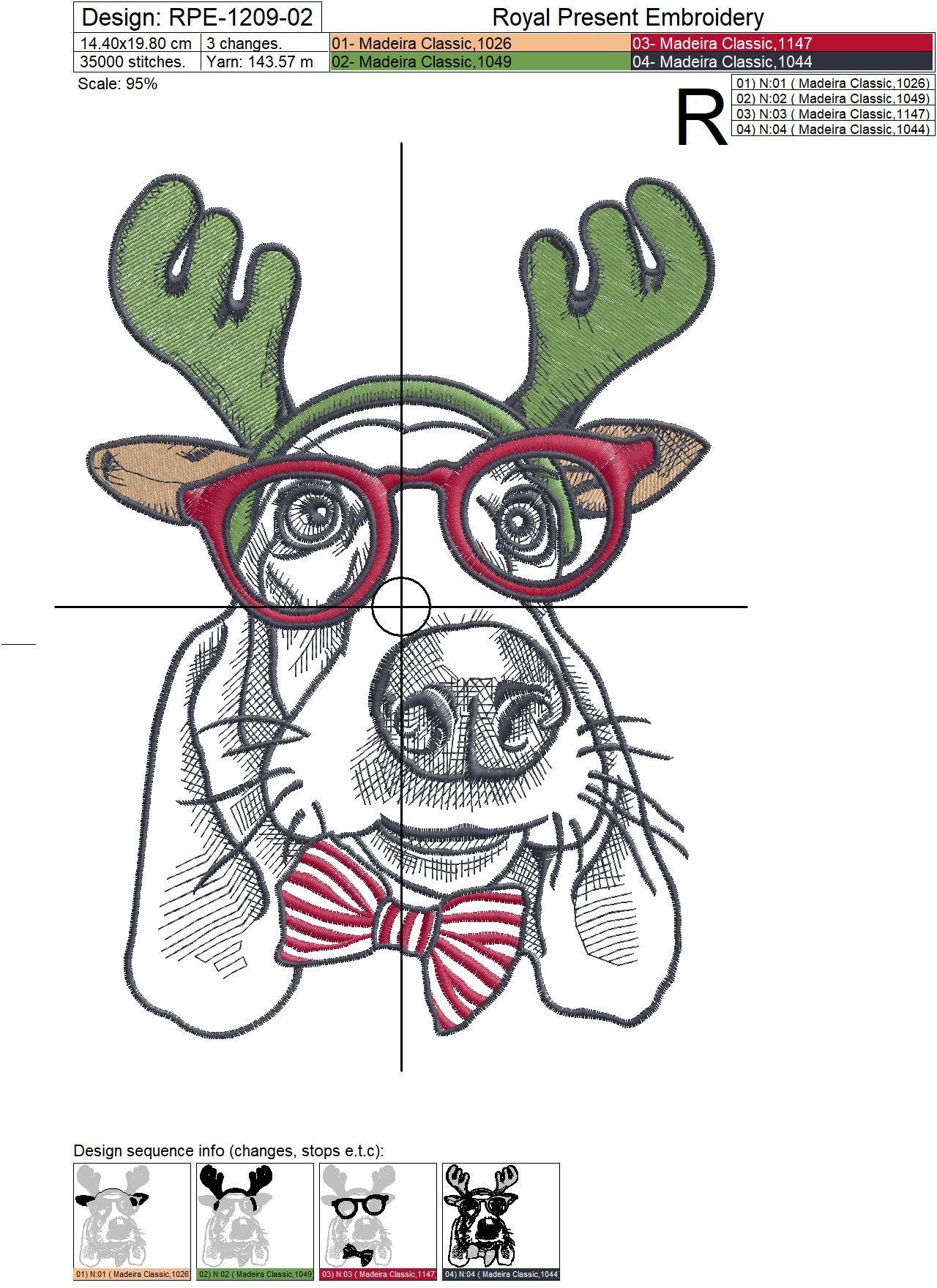 Christmas Machine Embroidery Design Dog - 2 sizes