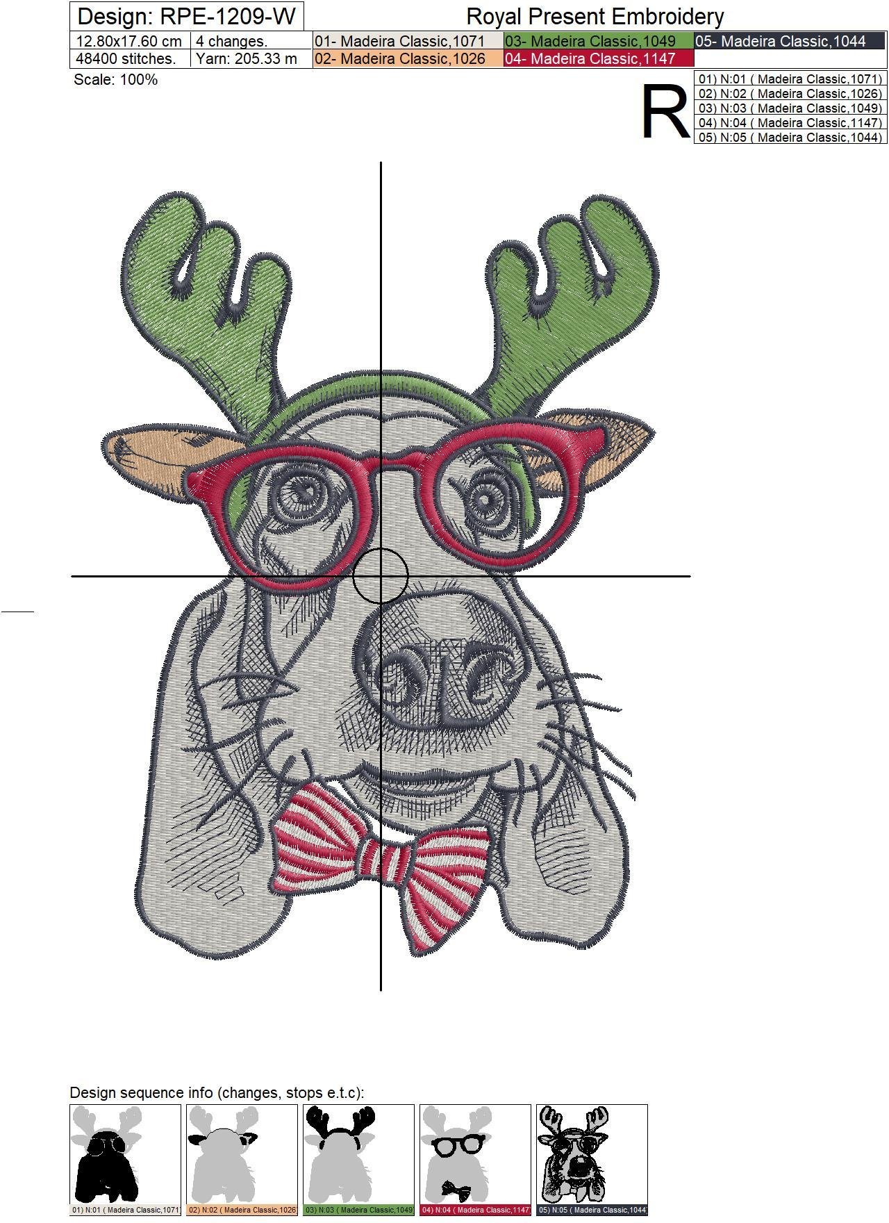 Christmas Machine Embroidery Design Dog - 2 sizes