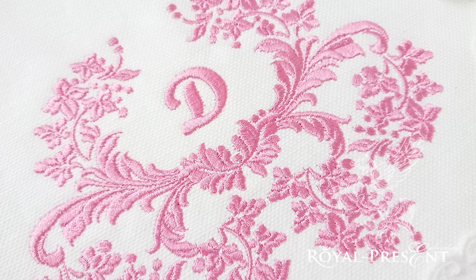 Machine Embroidery Design Floral Monogram Frame - 4 sizes