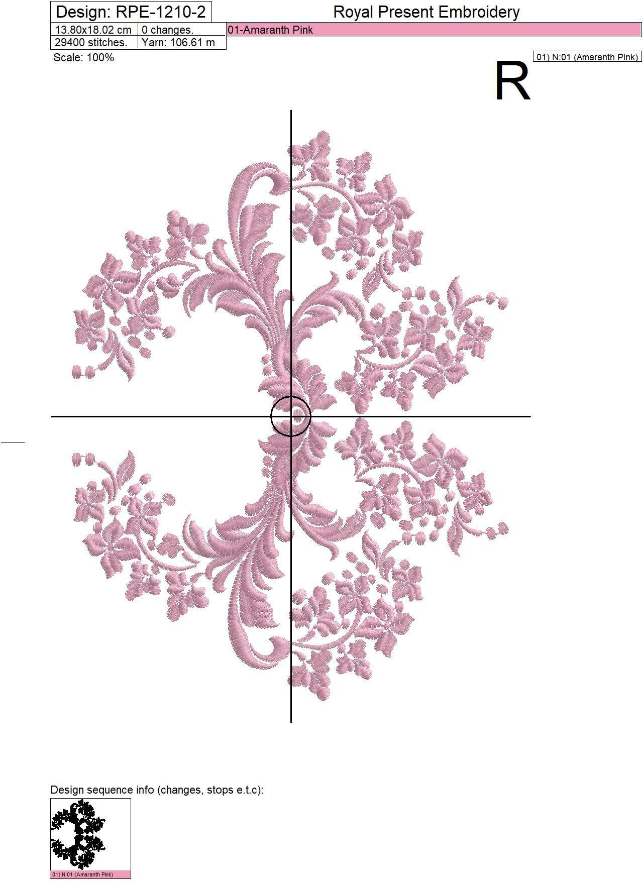 Machine Embroidery Design Floral Monogram Frame - 4 sizes