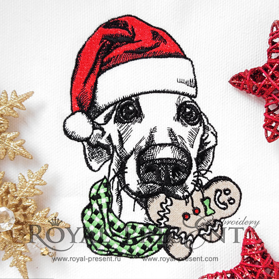 Machine Embroidery Design Christmas Dog - 2 sizes RPE-1211