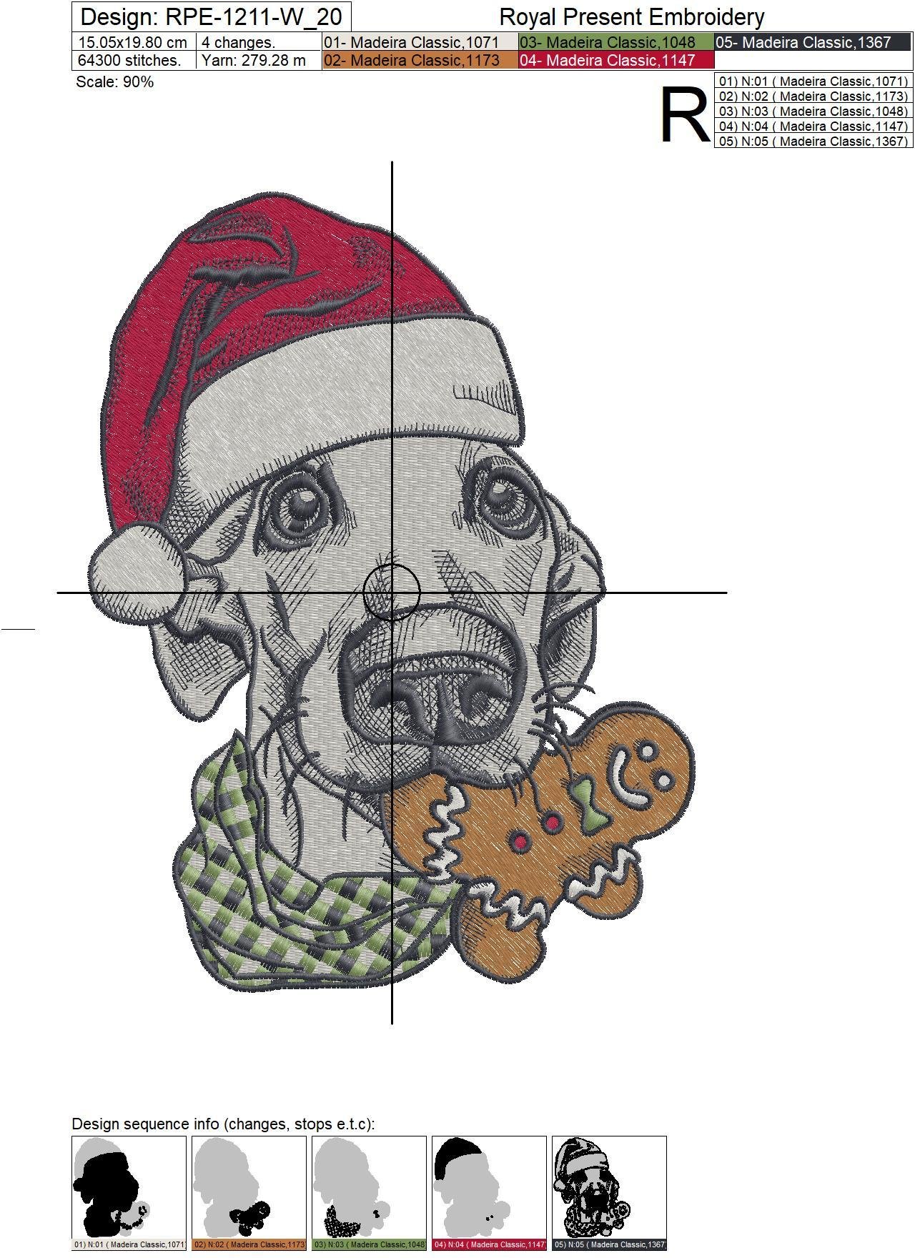 Machine Embroidery Design Christmas Dog - 2 sizes