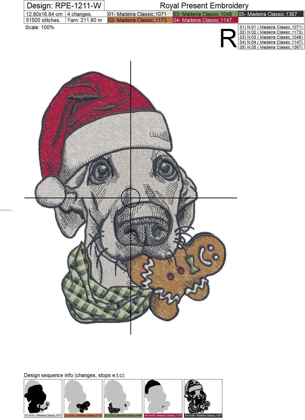 Machine Embroidery Design Christmas Dog - 2 sizes