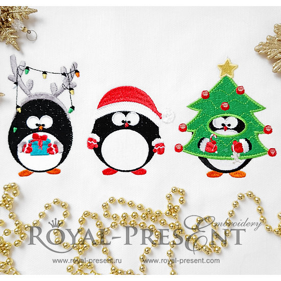 Cute Penguins Machine Embroidery Designs RPE-1214