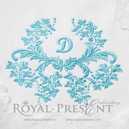 Machine Embroidery Design Floral Monogram Frame - 4 sizes