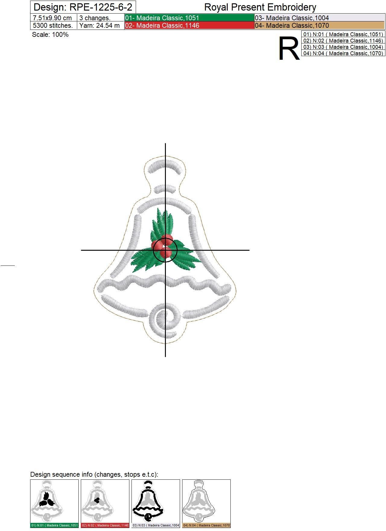In The Hoop napkin ring Machine Embroidery Design Gingerbread Bell Free