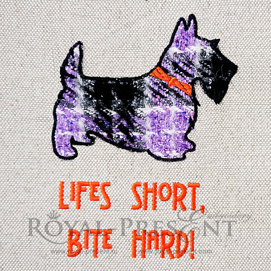 Applique Machine Embroidery Design Scottie Dog