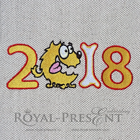 Chinese New Year of the Dog Machine Embroidery Design RPE-1229