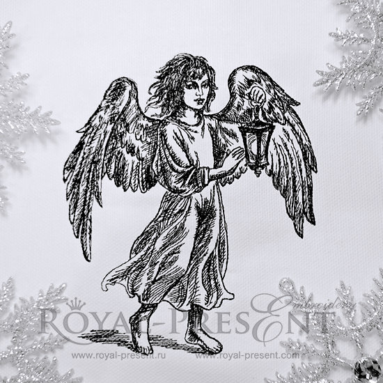 Machine Embroidery Design Angel with lantern RPE-601