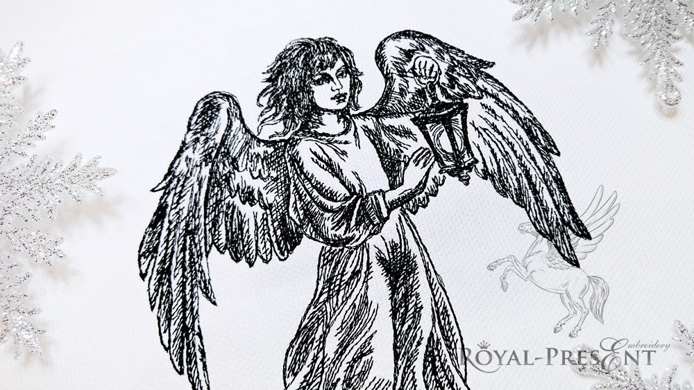 Machine Embroidery Design Angel with lantern