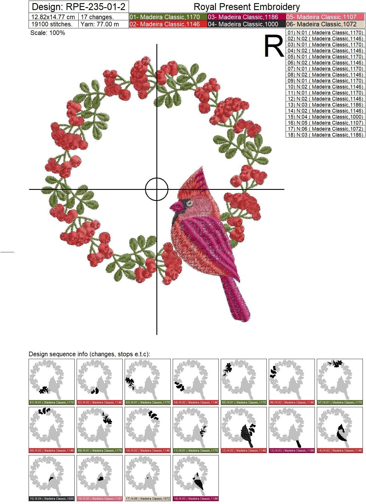 Machine Embroidery Design Rowan frame - 3 sizes