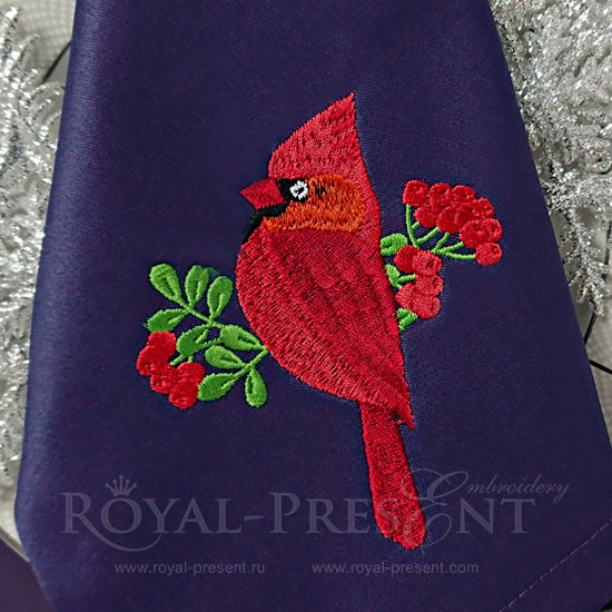 Machine Embroidery Design Red Cardinal - 2 sizes RPE-1231