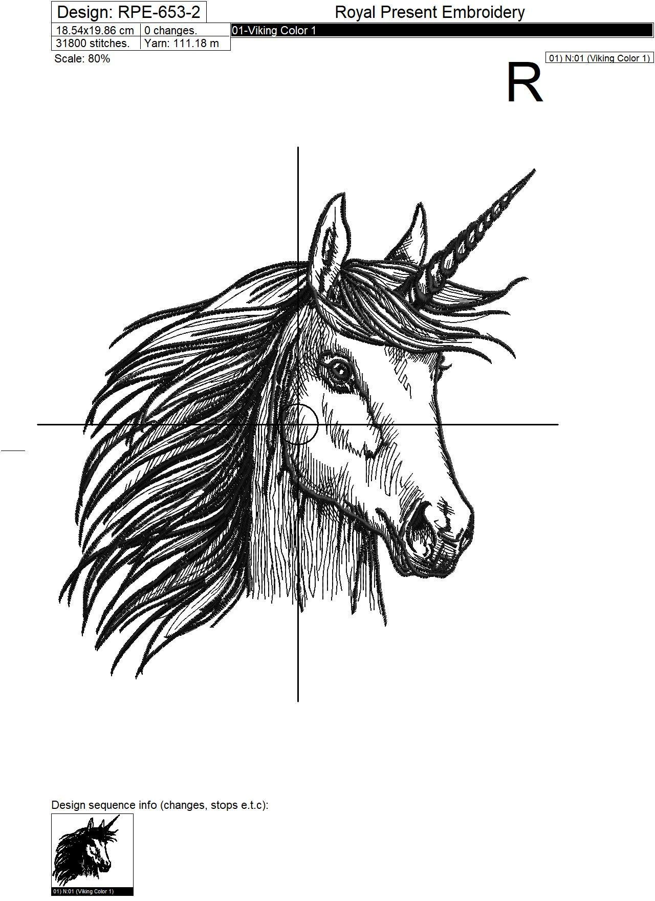 Machine Embroidery Design Unicorn - 3 sizes