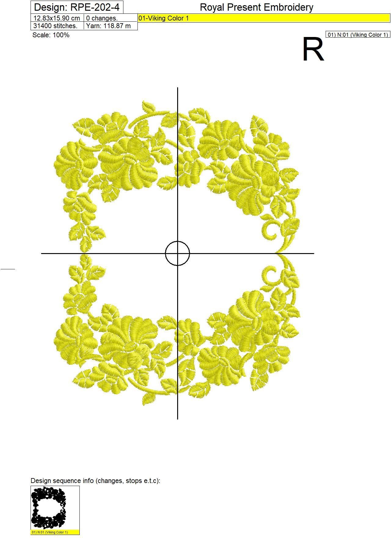 Machine Embroidery Design Convolvulus Blank Monogram - 4 sizes