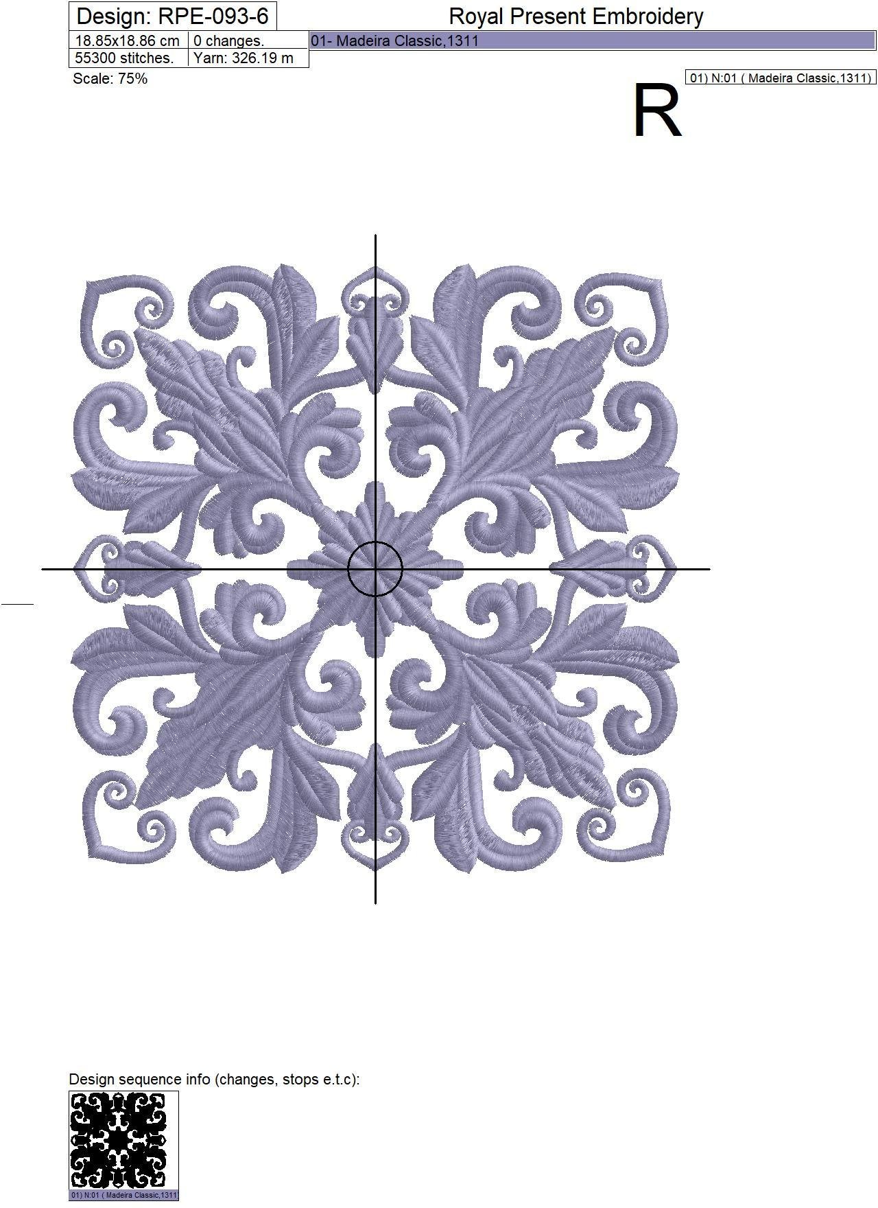 Quilt Block Machine Embroidery Design Lilac Color - 7 sizes