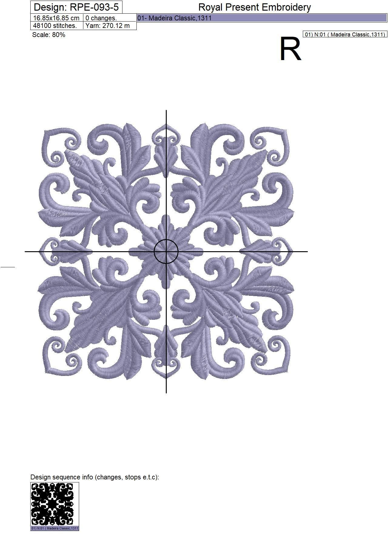Quilt Block Machine Embroidery Design Lilac Color - 7 sizes
