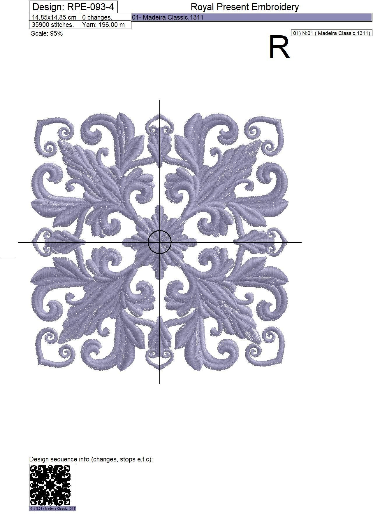 Quilt Block Machine Embroidery Design Lilac Color - 7 sizes