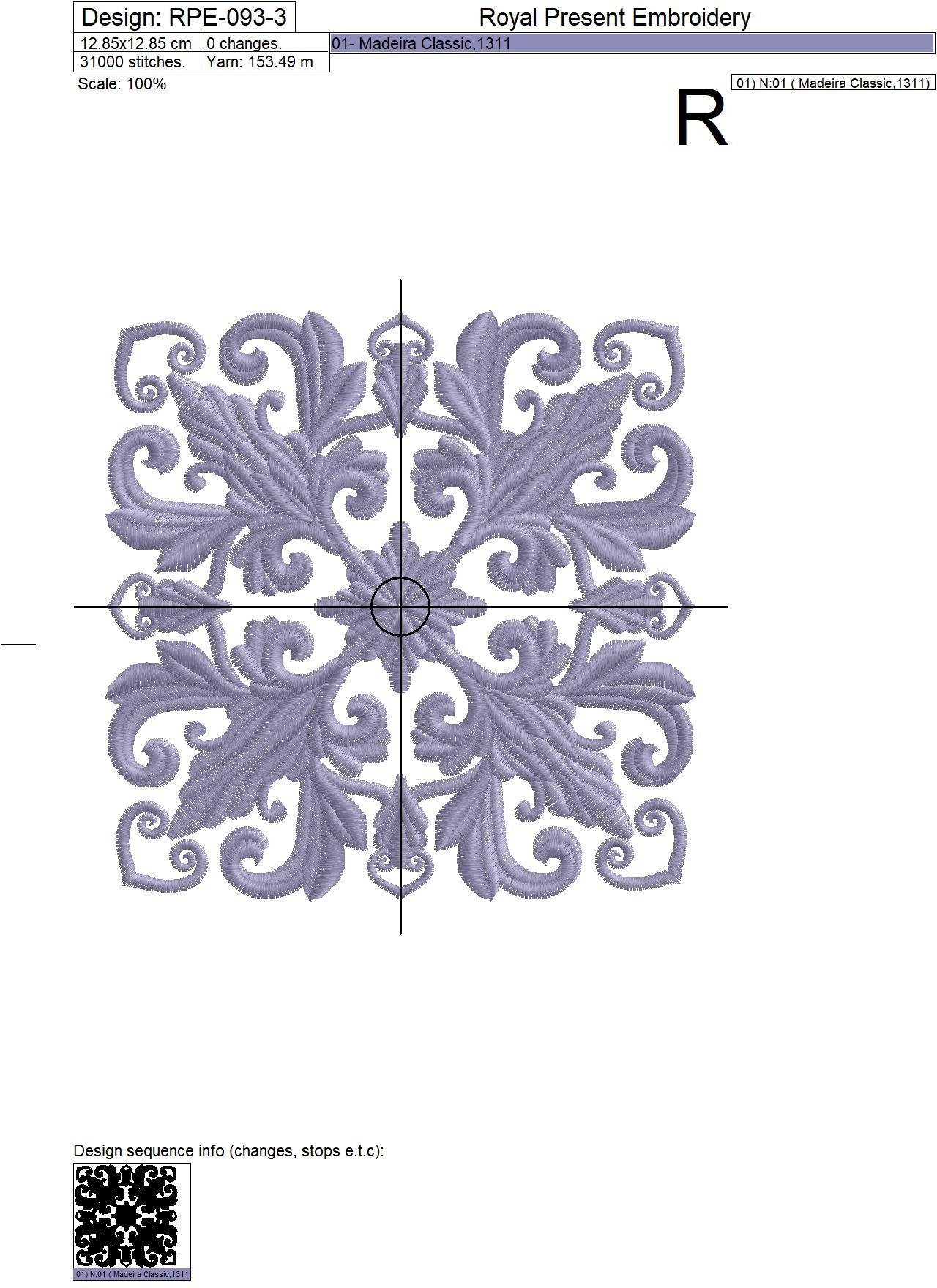 Quilt Block Machine Embroidery Design Lilac Color - 7 sizes