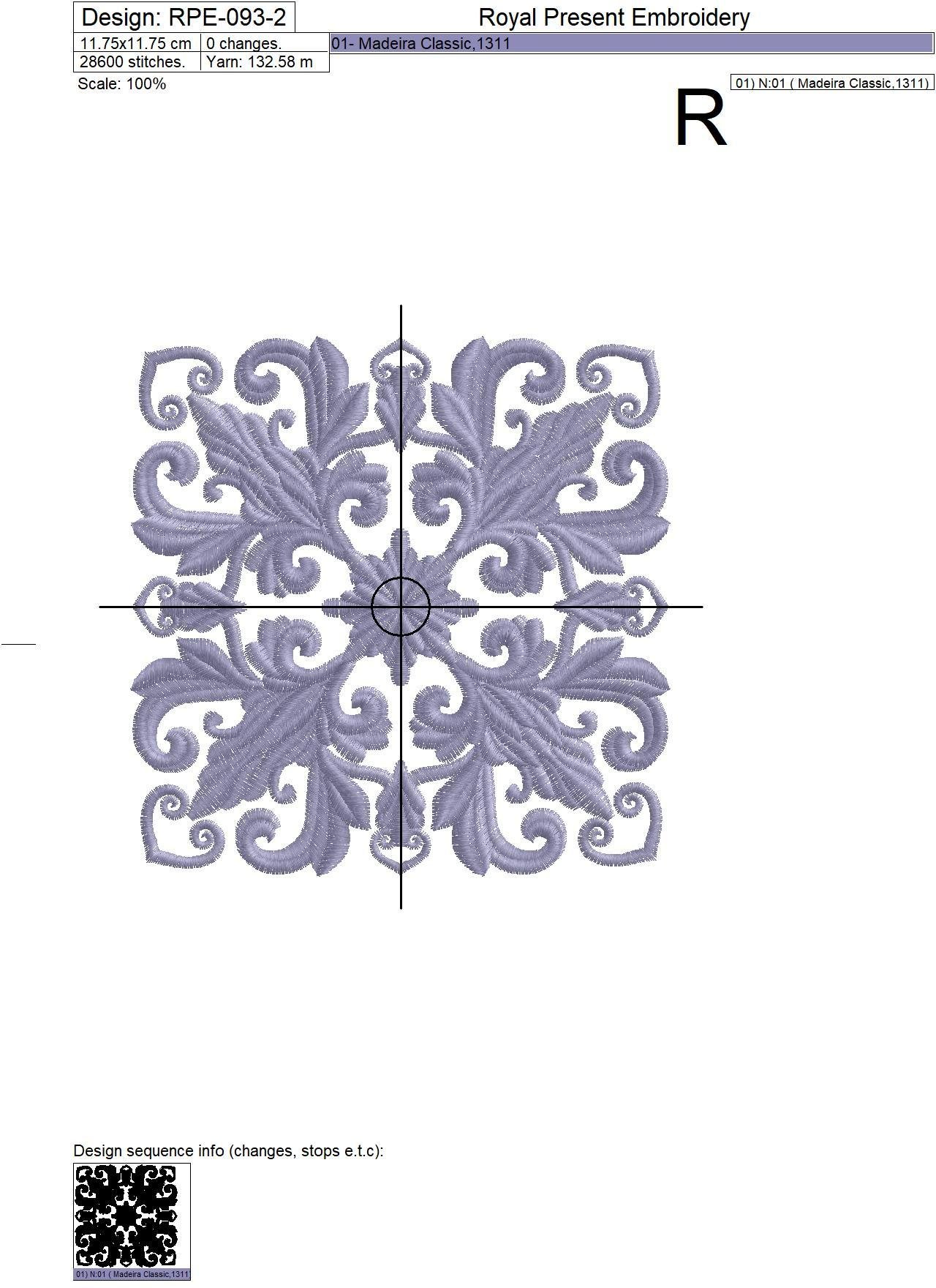 Quilt Block Machine Embroidery Design Lilac Color - 7 sizes